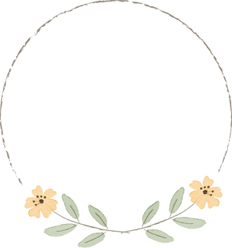 watercolor minimal yellow wild tiny cosmos flower wreath frame png