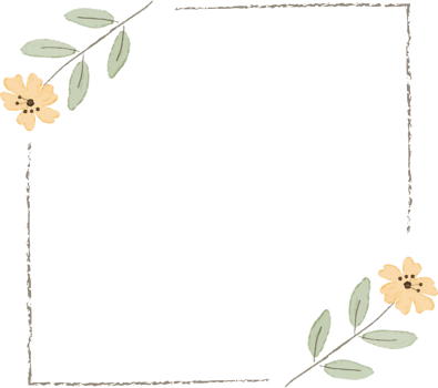 watercolor minimal yellow wild tiny cosmos flower wreath frame png