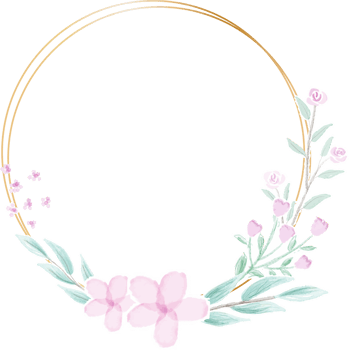 geometric golden frame with decorative watercolor flower png