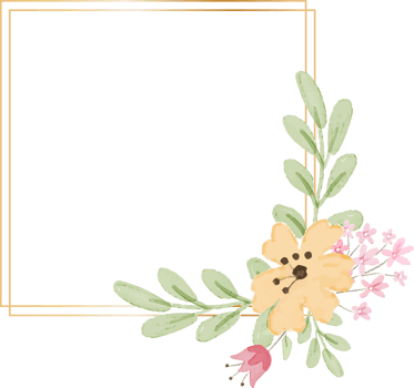geometric golden frame with decorative yellow watercolor flower png
