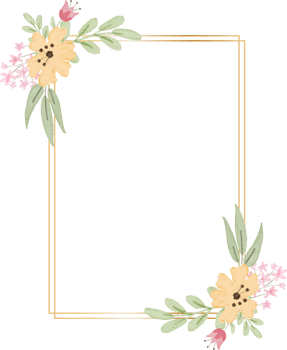 geometric golden frame with decorative yellow watercolor flower png