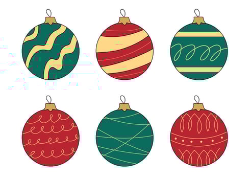A set of colored Christmas balls for decoration for Christmas.Decorations to create a festive atmosphere. Vector illustration.