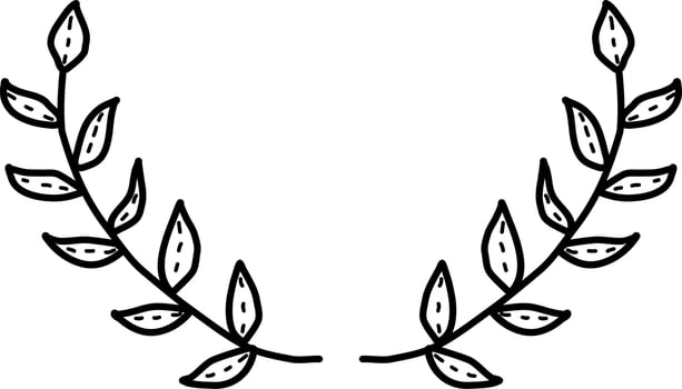 Leaves wreath doodle drawing vector