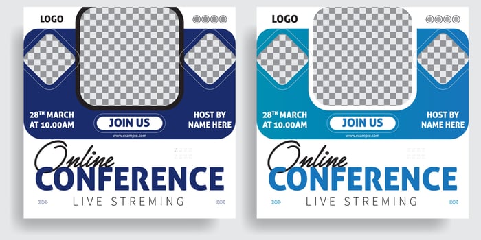 Online Conference Social media post template design, online marketing design, event, invitation social media design, facebook, instagram post, Suitable  Modern promotion web ads. vector