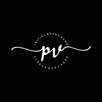 Initial PV handwriting logo template vector
