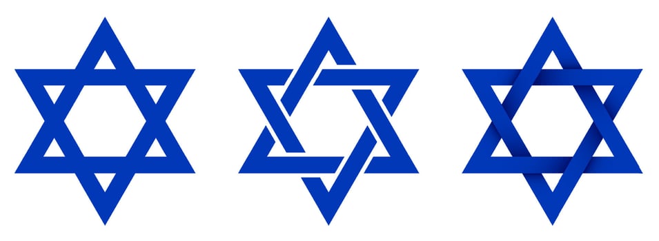 Star of David symbol. Hexagonal star of national flag of Israel. Vector