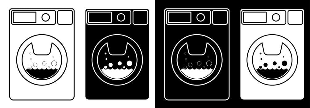 washing machine in flat and linear style. Household appliances. Isolated vector