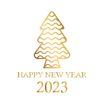 Abstract golden christmas tree, holiday symbol xmas, new year 2023 - Vector