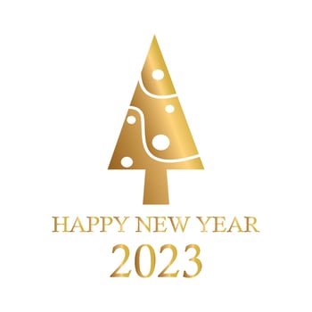Abstract golden christmas tree, holiday symbol xmas, new year 2023 - Vector