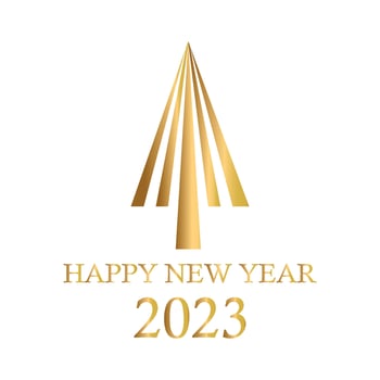 Abstract golden christmas tree, holiday symbol xmas, new year 2023 - Vector