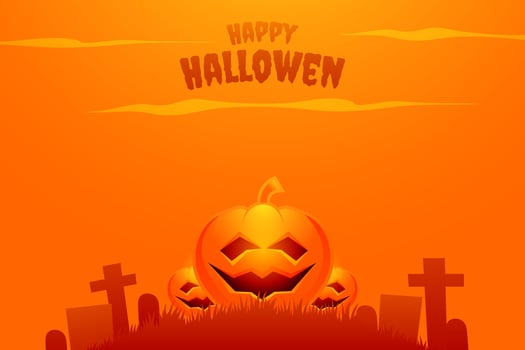 Happy Halloween background vector with pumpkins. Spooky, simple and horror designs. Poster, banner, flyer for night event Hallowen party and halloween day