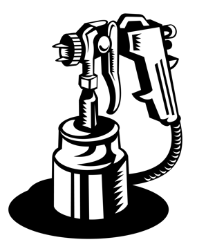 Spray gun viewed from a high angle png