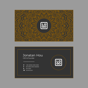 golden mandala with business card vector