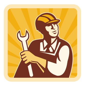 Construction worker engineer mechanic holding spanner png