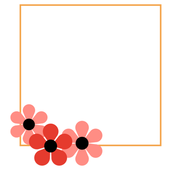 Gold Frame with Pink Flower png