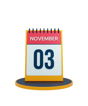 November Realistic Desk Calendar Icon 3D Illustration Date November 03 png