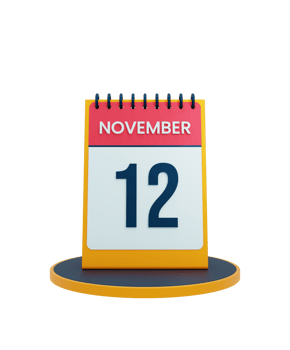 November Realistic Desk Calendar Icon 3D Illustration Date November 12 png