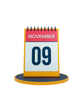 November Realistic Desk Calendar Icon 3D Illustration Date November 09 png