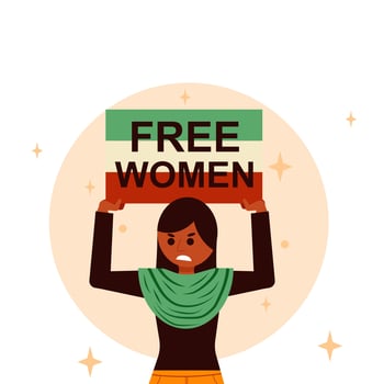flat design vector women rise to freedom