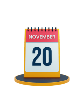 November Realistic Desk Calendar Icon 3D Illustration Date November 20 png
