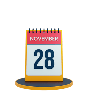 November Realistic Desk Calendar Icon 3D Illustration Date November 28 png
