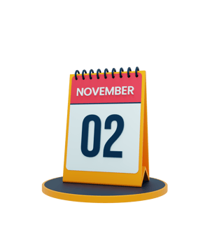 November Realistic Desk Calendar Icon 3D Illustration Date November 02 png
