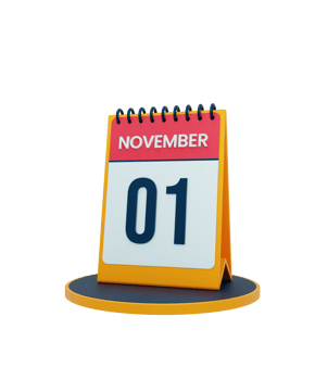 November Realistic Desk Calendar Icon 3D Illustration Date November 01 png