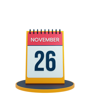 November Realistic Desk Calendar Icon 3D Illustration Date November 26 png