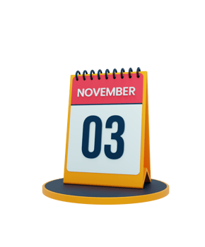 November Realistic Desk Calendar Icon 3D Illustration Date November 03 png