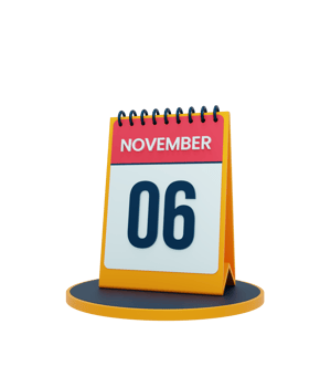 November Realistic Desk Calendar Icon 3D Illustration Date November 06 png