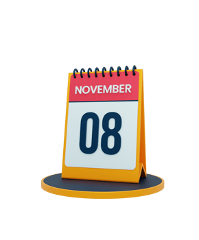 November Realistic Desk Calendar Icon 3D Illustration Date November 08 png