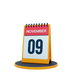 November Realistic Desk Calendar Icon 3D Illustration Date November 09 png
