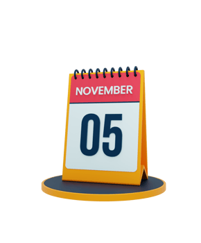 November Realistic Desk Calendar Icon 3D Illustration Date November 05 png