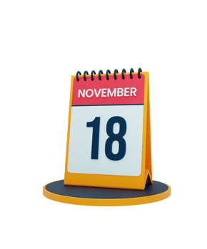 November Realistic Desk Calendar Icon 3D Illustration Date November 18 png