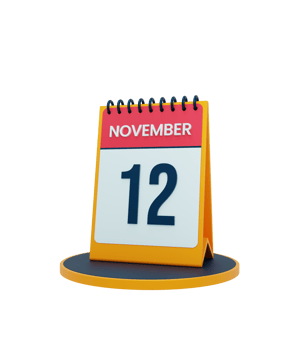 November Realistic Desk Calendar Icon 3D Illustration Date November 12 png