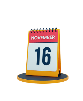 November Realistic Desk Calendar Icon 3D Illustration Date November 16 png