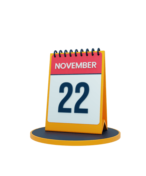 November Realistic Desk Calendar Icon 3D Illustration Date November 22 png