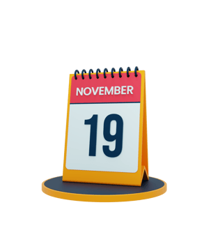 November Realistic Desk Calendar Icon 3D Illustration Date November 19 png