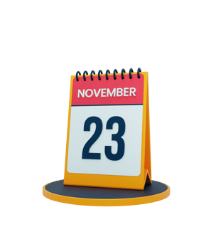 November Realistic Desk Calendar Icon 3D Illustration Date November 23 png