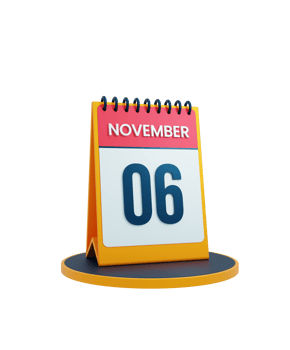 November Realistic Desk Calendar Icon 3D Illustration Date November 06 png