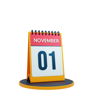 November Realistic Desk Calendar Icon 3D Illustration Date November 01 png