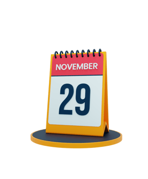 November Realistic Desk Calendar Icon 3D Illustration Date November 29 png