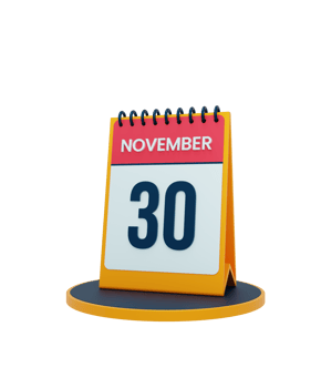 November Realistic Desk Calendar Icon 3D Illustration Date November 30 png