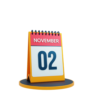 November Realistic Desk Calendar Icon 3D Illustration Date November 02 png