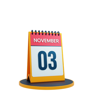 November Realistic Desk Calendar Icon 3D Illustration Date November 03 png