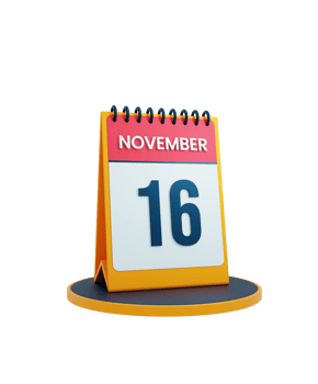 November Realistic Desk Calendar Icon 3D Illustration Date November 16 png