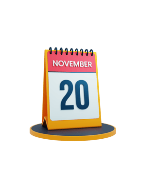 November Realistic Desk Calendar Icon 3D Illustration Date November 20 png