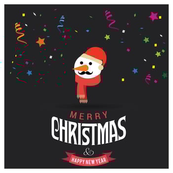 Merry Christmas card design with creative typography and dark background vector