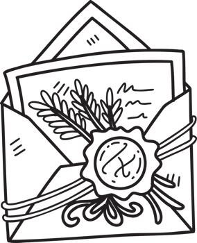 vintage postcard with wax seal illustration png
