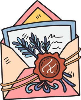 vintage postcard with wax seal illustration png
